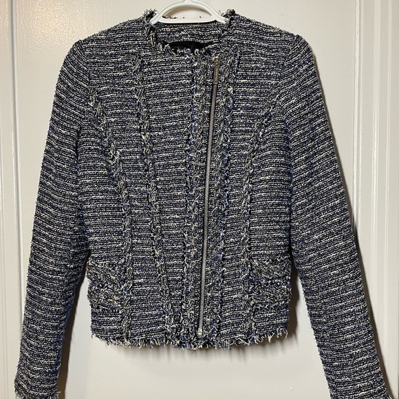 MICHAEL Michael Kors Blue Tweed Biker Jacket size XS - Picture 4 of 9